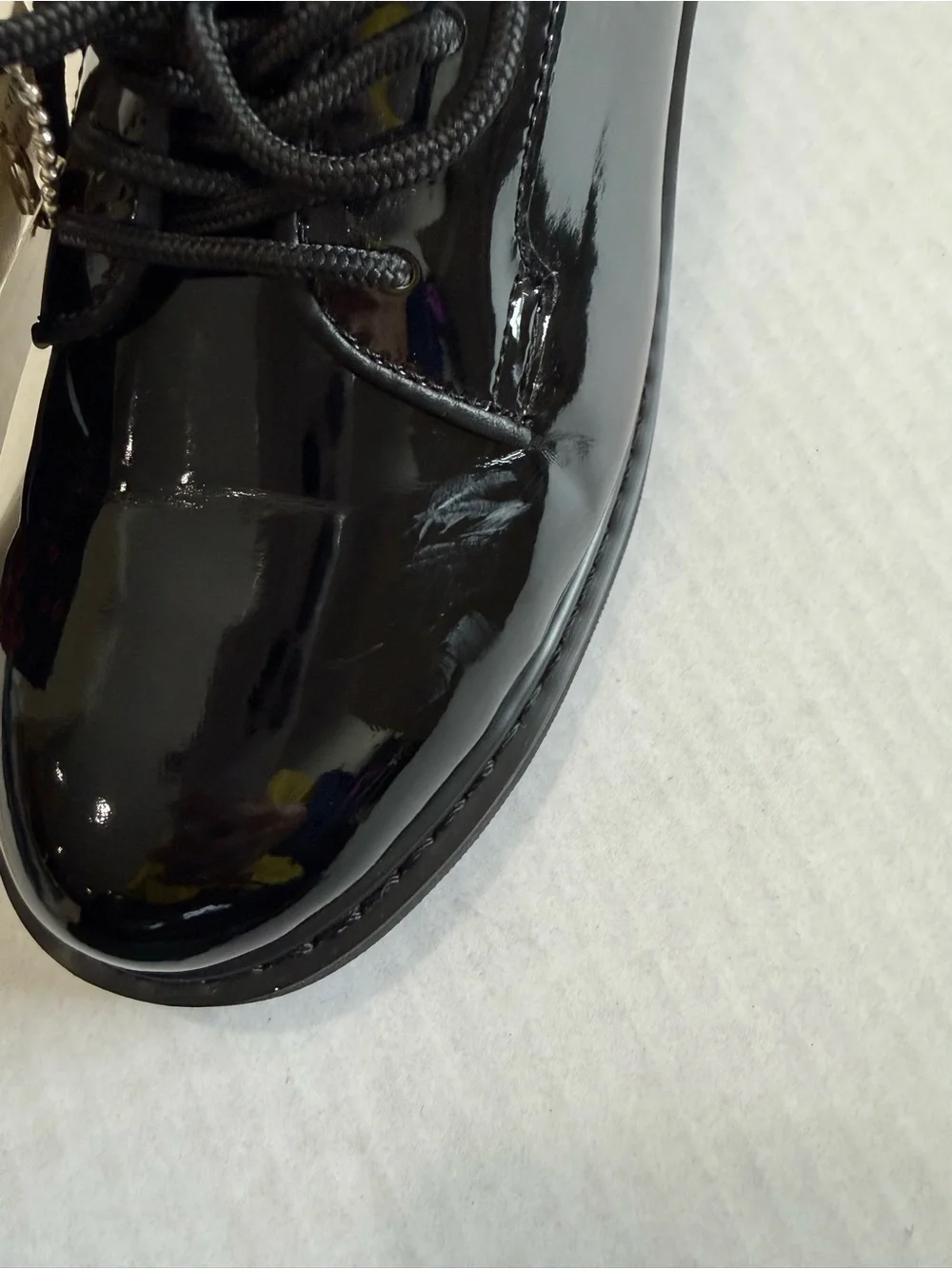 NWT Rothco Black Patent Lace Up Classic Oxfords Mens 7R- Womens 8.5- READ